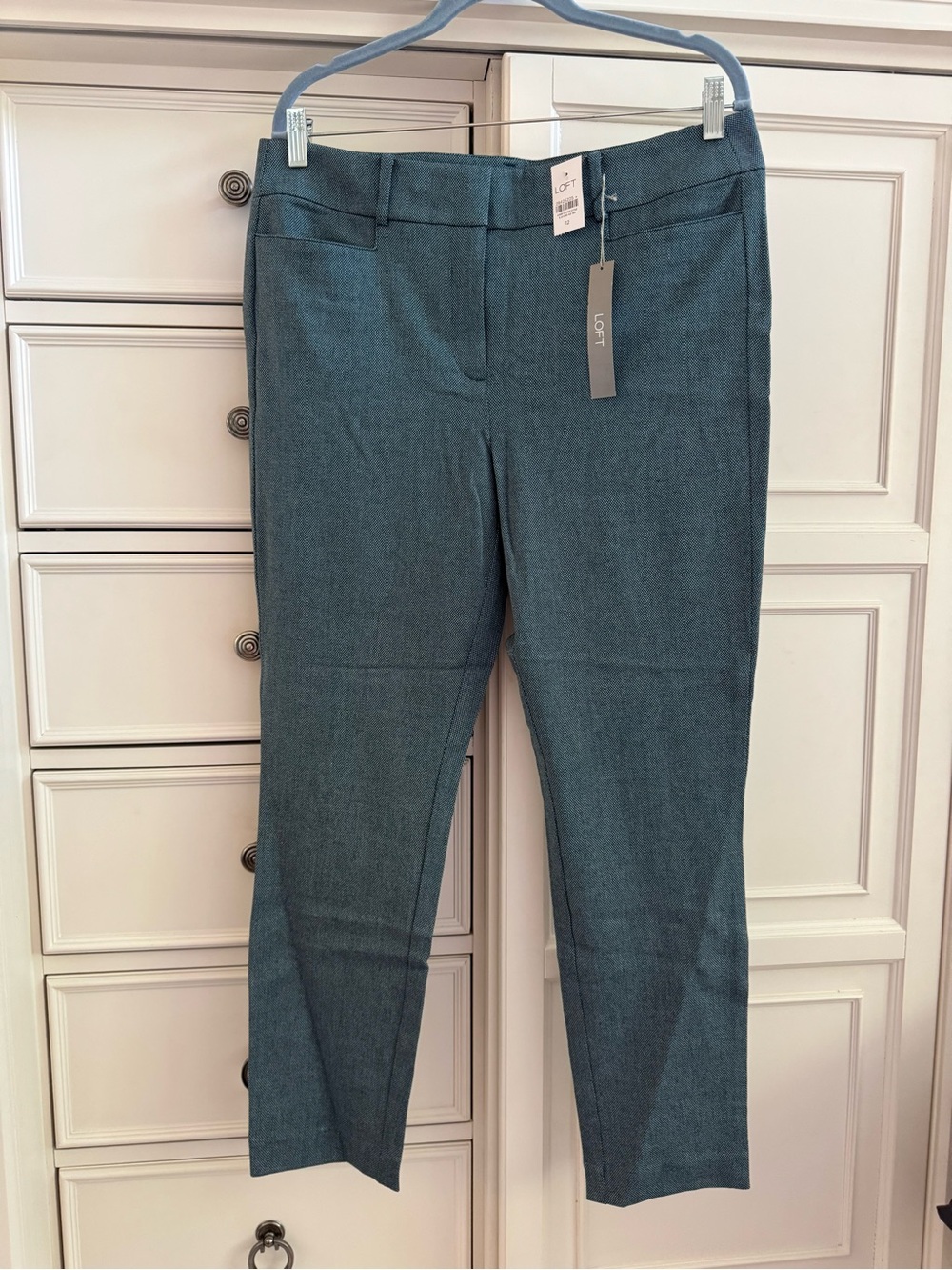 LOFT Skinny Ankle Length Teal Straight-Leg Trousers